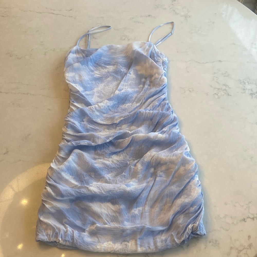 Like new WEWOREWHAT blue tank dress, fully lined, size Large.
